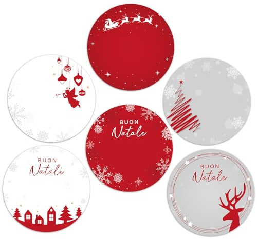 120pz 4cm Etichette Adesive Natalizie Buon Natale Adesivi Natalizi Chiudipacco Rotondi per Sigilli Pacchetti Pacchi Regalo Buste Biglietti Auguri Festa Natale