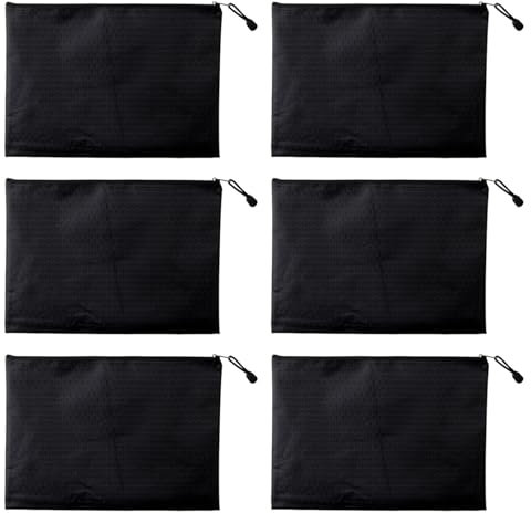6er Pack Geldtaschen, Banktaschen mit Reißverschluss, Dokumententasche, Banktasche, Schwarze Taschen, Geldtaschen, 17,8 x 23 cm für Dokumente, Haushalt, Schule, Geldscheine aufbewahren