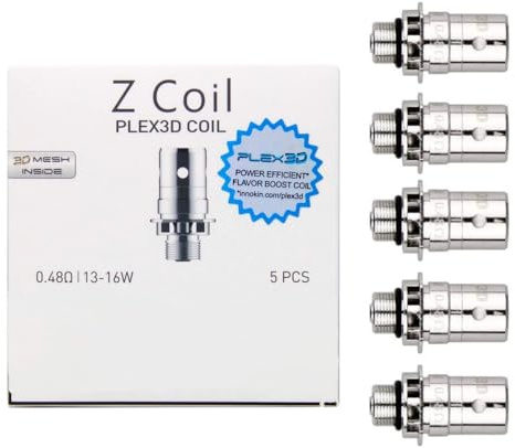 For Innokin Z PLEX3D Coil Resistencia | 0,48 Ω Paquete de 5 | MTL 13-16 W | Bobina aptas para Atomizador Zlide Top/Go Z+ | Kit Coolfire Z60 Mod Coolfire Z80 Nex Gozee Vape Original - No Nicotine