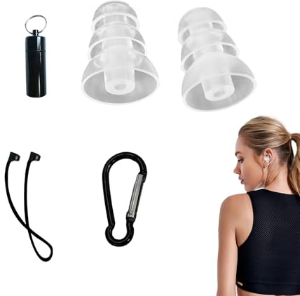 Reusable Silicone Ear Plugs for Sleeping & Concerts​ - Hearing Protection Earplugs with 3-Stage Noise Cancelling, Aluminum Case & Keychain Clip, Comfort Fit for Drummers/Nightclub
