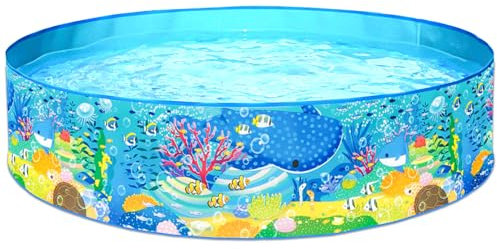 TOPWAYS Sea Creature Paddling Pool, Kiddie Swimming Pool - Easy Setup No Inflation, Outdoor Kids Swimming Pool - Size 152x25cm (Sea Creature)