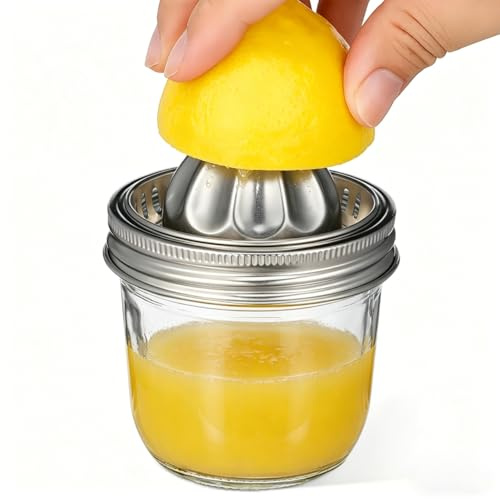 Cabilock Manuelle Saftpresse Mit Glas Jar Für Zitronen Limetten Und Kiwis Kompakter Edelstahl Zitruspresse Für Zuhause Einfach Zu Reinigen