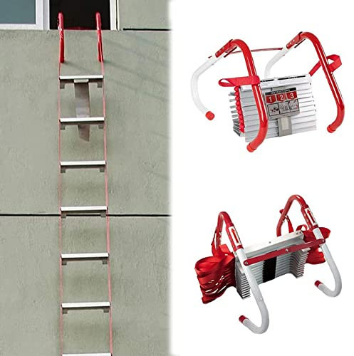 Fire Escape Ladder Emergency Portable Safety Ladder,Portable Fire Escape Ladder 32FT for Adults & Kids, 2-6 Story Emergency Rescue Ladder with Anti-Slip Rungs for Balcony Safety, Fire Safety