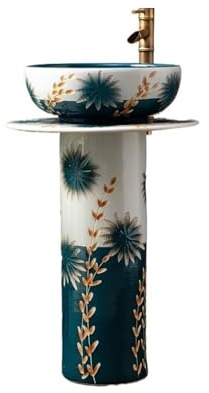 Home Keramik-Standwaschbecken mit Wasserhahn und Abfluss-Set Garten-Standwaschbecken