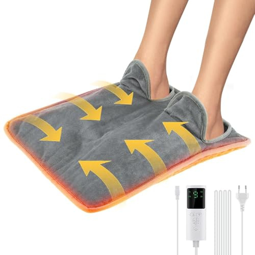 Afenau, scaldapiedi elettrico, 40 x 40 cm, con 9 livelli di riscaldamento, 4 timer, lavabile in lavatrice, riscaldabile, scaldapiedi elettrico per piedi, schiena e corpo intero