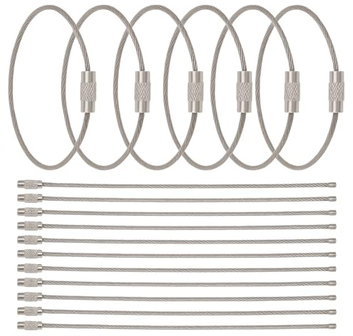 50 PCS Câbles Porte-Clés En Acier Inoxydable 15 Cm, Porte-Clés En Fil Câble Solides Et Connectables Pour étiquettes De Bagage, Porte Clé Grand, Mousqueton Porte Clé Et Organisation Quotidienne