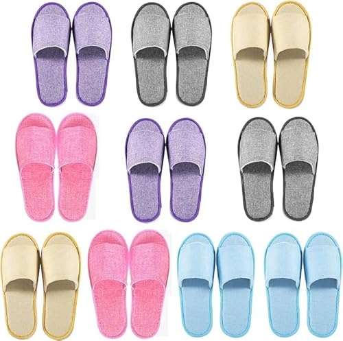 Counius Pantofole in Spugna 10 PCS Ciabatte per Ospiti Hotel Pantofole per Ospiti Antiscivolo Ciabattes Monouso Usa e Getta per Hotel Ciabatte Ospiti Colorate