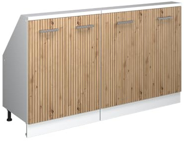 Vicco Dachschrägenschrank-Set Rion, Artisan-Eiche/Weiß | B140 x T46 cm, 2er Set, platzsparend für Dachschrägen