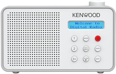 KENWOOD CR-M25DAB Radiosveglia DAB+/FM con ASA, Bluetooth 5.3, Dual Alarm, Sleep Timer, batteria Li-ion, 30 preset, jack 3,5 mm – Bianco