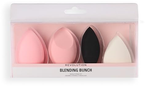 Revolution The Blending Bunch Makeup Sponge Set, Esponjas de Maquillaje Lavables & Reutilizables, Formas & Tamaños Variados, Pack de 4