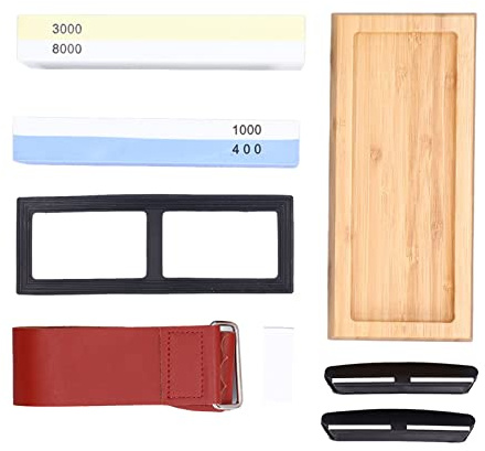MasYosh Set di Pietre per Affilare i Coltelli, Kit per Affilare le Pietre con Grana 400 1000 3000 8000 per Coltelli da Tasca da Caccia da Cucina Forbici Rasoi Asce Attrezzi da