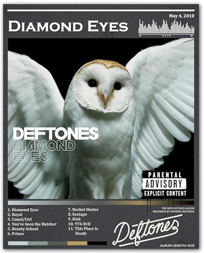 ZUKIY Diamond Eyes Deftones Owl Art - Dark Rock Poster Wall Art 8x10 Unframed - Heavy Metal Band Inspired Decor for Bedroom Studio Office - Emo Goth Aesthetic Tapestry Style Print for Music Lovers