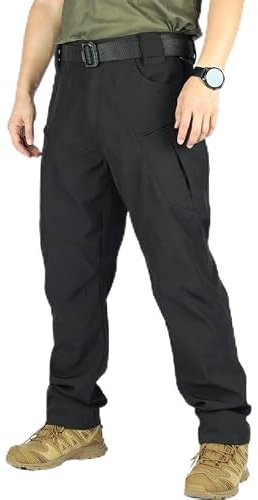 YAOHUOLE Pantalon Homme Tactique Treillis Multi Poches Randonnée Travail Noir XL