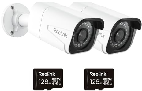 Reolink 4K Smarte PoE Überwachungskamera Aussen mit Personen-/Fahrzeug-/Tiererkennung, 8MP IP Kamera mit IR Nachtsicht, Wasserfest, Zeitraffer, 2X RLC-810A mit 2x128GB microSD Karten