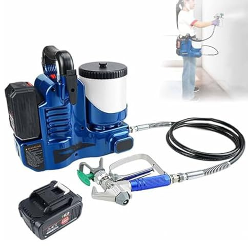 Spruzzatore portatile airless da 1,2 l, macchina a spruzzo ad alta pressione senza fili, 500 W, con batteria, 1,1 l/min, 6 velocità regolabile per vernici e vernici in lattice