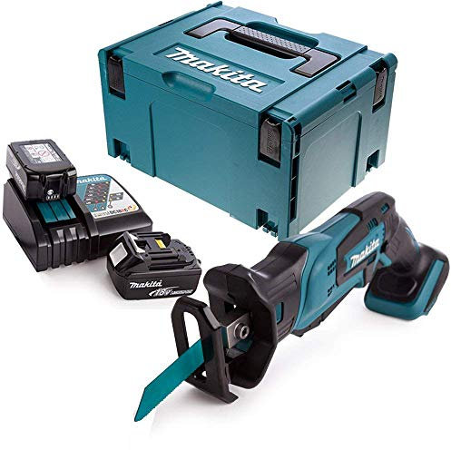 Makita DJR185Z 18V Mini Reciprocating Saw with 2 x 5Ah Batteries, Charger & Case
