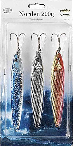 Fladen Pilker Norden 3er Pack, DREI verschiedenfarbige Pilker, verfügbar in den Gewichten 100g, 200g und 300g