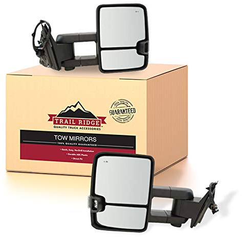 Trail Ridge Left and Right Mirror Assembly Set Power Heated Turn Signal Puddle Light Blind Spot Towing Foldaway Textured Black Compatible with 15-20 Chevrolet Suburban Tahoe 15-20 GMC Yukon Yukon XL