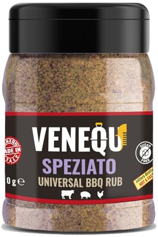 VENEQU SPEZIATO BBQ RUB UNIVERSALE 150gr | BBQ Dry Rub senza zucchero 100% Made in Italy | Adatto alle alte temperature | Ideale per cotture dirette ed indirette