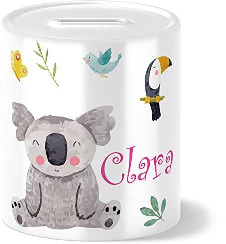 OWLBOOK® Kinder Spardose Koala Bär | personalisierte Geschenke Konfirmation Jugendweihe Kommunion Firmung Einschulung Geburt Kind | Geburtstagsgeschenke Kinder | Keramik