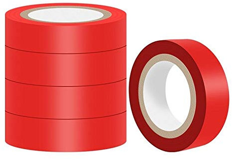Cinta aislante eléctrica de PVC, cinta aislante, cinta impermeable retardante de llama, alta presión y resistencia a la abrasión-Rojo 10 metros * 5 rollos