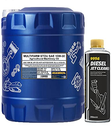 MANNOL 10l, 2501 Multifarm STOU 10W-30 + Diesel Jet Cleaner Düsenreiniger - Kraftstoff Additiv 250 ml