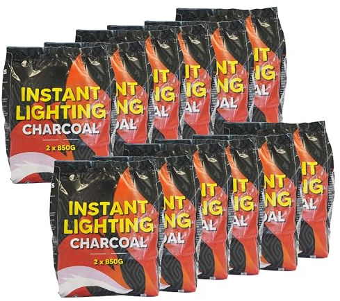 AMOS Instant Light Barbecue Charcoal 24 x 850g BBQ Grill Coal Bags