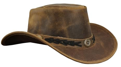 Leatherick Cowboyhut Echtes Wildleder im australischen Stil Western Outback Buschlederhut