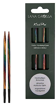 Lana Grossa Nadelspitzen Vario Holz | Stricknadeln aus Birkenholz, bunt, ergonomisch & langlebig | Zubehör für Strick- & Häkelprojekte - 4,5