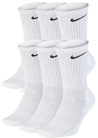 NIKE Everyday Cushioned Crew Socken (6 Paar) Farbe: Weiß/Schwarz (100); Größe: XL | EUR 46-50 | UK 11-14.5