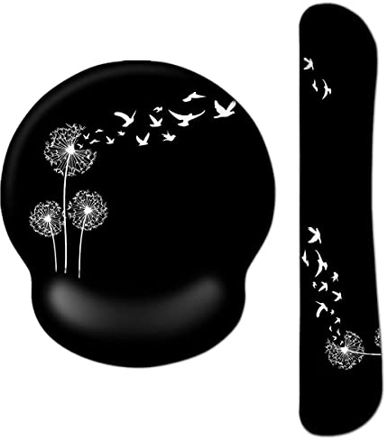 AOKSUNOVA Ergonomisches Mauspad mit Gelkissen Handauflage Tastatur Mousepad mit Handauflage Löwenzahn | Ergonomisches Handballenauflage Set mit Mauspad Und Tastatur pad für Komfortables Arbeiten im Büro Und Homeoffice am Tisch