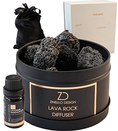 Difusor de Aceites Esenciales Inalámbrico de Piedra de Lava. Difusor de Fragancia Viene en una Caja de Regalo con Fragancia para el hogar (Lavanda - Sándalo)