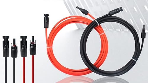 efaso Solar Solarkabel 4mm², 3m Solarkabel Verlängerung mit MC4 Stecker, IP67 wasserdicht, Rot+Schwarz
