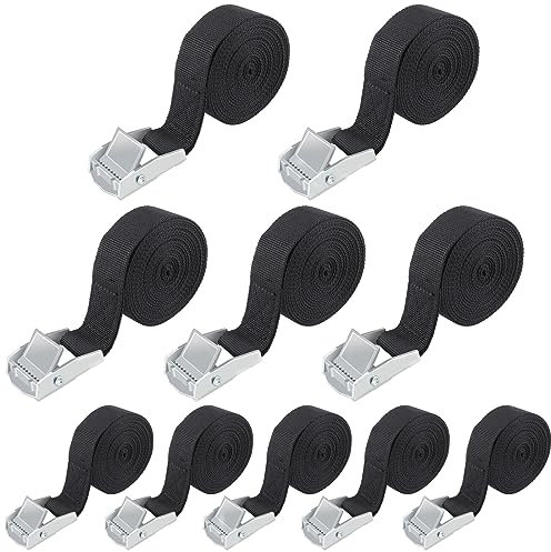 10 Stück Zurrgurt Spanngurt, DoDuo Spanngurte Befestigungsgurt 2,5 cm x 2,5 m Verstellbare Zurrgurte mit Klemmschloss Belastbar bis 250 kg für Fahrrad Motorrad Gepäckpakete Camping (Schwarz)