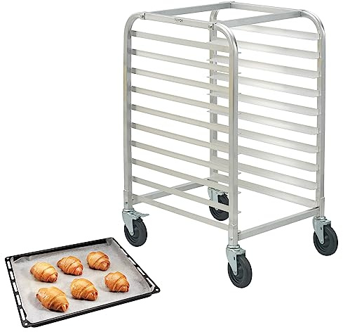 VEVOR Chariot Porte-Plaques pour Boulangerie et Pâtisserie 10 Niveaux, Échelle porte-Plateaux Pâtisserie sur Roues Commerciale, Chariot de Stockage en Aluminium, Cuisson du Pain, 66x51,5x98,5 cm
