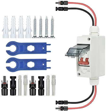 DC Trennschalter 40A - DC Trennschalter 500V, Leitungsschutzschalter PV DC, DC Trennschalter Sicherungsautomat 2 polig 20A 2P 500V Mit Kabel, IP65 Wasserdicht sicherungsautomat dc für Solaranlage