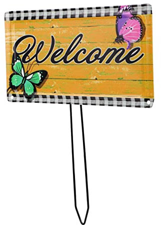 ifundom Segnale Di Benvenuto Ferro Per Giardino Decorazione Esterna Per Cortili e Aiuole Facile Da Inserire Resistente Agli Agenti Atmosferici Design Semplice e Accattivante
