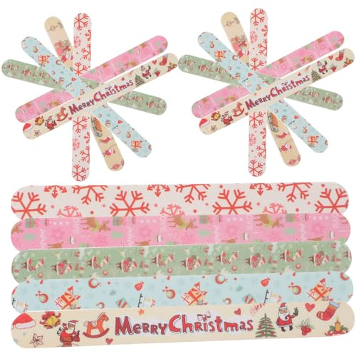 Ipetboom 24 Stück Weihnachtliche Nagelfeilen Bunte Nagelpuffer Doppelseitige Emory-Boards Mini-Emory-Feile für Frauen und Mädchen Die Fingernägel Formen- Weihnachts Nagelfeilen für Zuhause und Salon