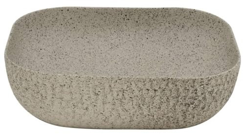 Gecheer Waschbecken Waschschale Aufsatzwaschbecken Waschtisch Waschplatz Handwaschbecken Grau Rechteckig 48x37,5x13,5 cm Keramik