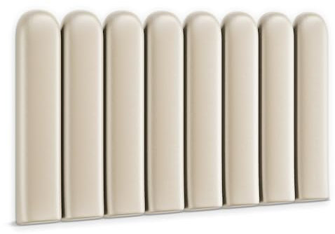 Muralo - Wandkissen aus Kunstleder Kopfteil-Bett Wandpolster Bettkopfteil Gepolstert Polster-Paneel Kopfenden für Wohnzimmer, Schlafzimmer (Creme, 30 cm x 60 cm)