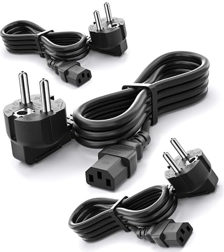 (3 Stück 1.5m) Eu Netzteil Stecker, CYD Laptop Netzkabel 3 Polig 250V 10A Kompatible mit Stromkabel Monitor LG HP Philips Samsung TV netzkabel Samsung LG Stecker