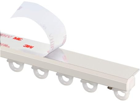 Kein Stanzen Erforderlich Selbstklebende Vorhangschiene Für Decke Oder Wand(7,8 Fuß, 2,4 Meter), Kein Bohrer, Schrauben Oder Werkzeug, Weiße Querstange Gleitet Gardinenschien(Color:White,Size:1M/(3.3F