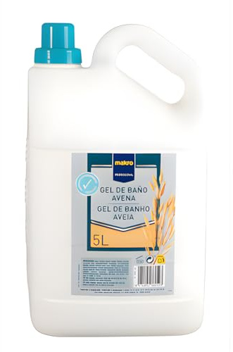 MAKRO PROFESIONAL Gel de baño avena 5L - Formato Industrial para Dispensadores, Con Extracto de Avena - Ideal para uso en hogares, hoteles, gimnasios (1 Garrafa de 5L)