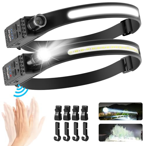 Demlaies Head Torch Rechargeable 2 Pack, 230° Wide Beam Super Bright