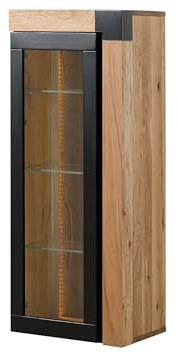 MASSIVMOEBEL24.DE Hängevitrine Wildeiche 48x35x120 Natur geölt Rotterdam #110, Farbe:Natur geölt, Größe:47.5x35x120 cm