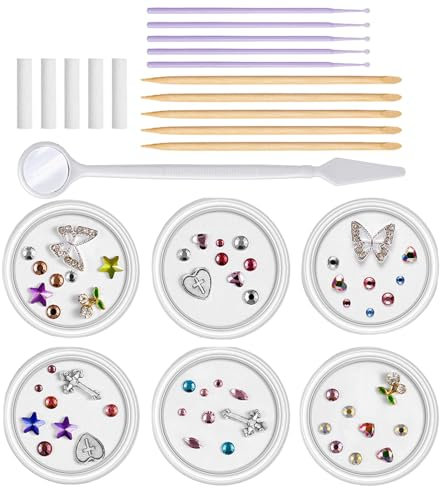 Kit di gemme per denti, kit professionale di gemme per denti, kit di gemme per denti alla moda per la decorazione dei denti, kit di gioielli per denti con cristalli per ragazze