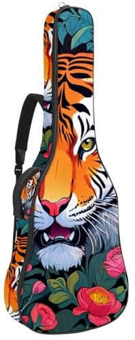 Tasche für Akustikgitarre, schöne Tasche für 40/41/42 Zoll Gitarre, wasserdichte Gigbag mit mehreren Taschen, Farbzeichnung Löwe, Mehrfarbig Nr. 04, 42.9x16.9x4.7 in, Gitarrentasche