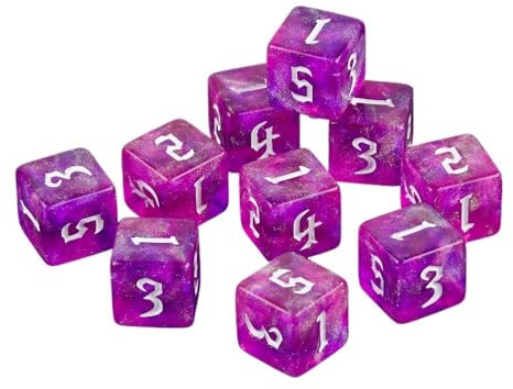 Würfelset Würfel, 10 Stück, D6, gemischte Farben, polyedrische Würfel, 6-seitig, Acryl, bunt, Glitzerwürfel, geeignet for Party-Würfelspiele, Kaffee farbige Würfel(05)