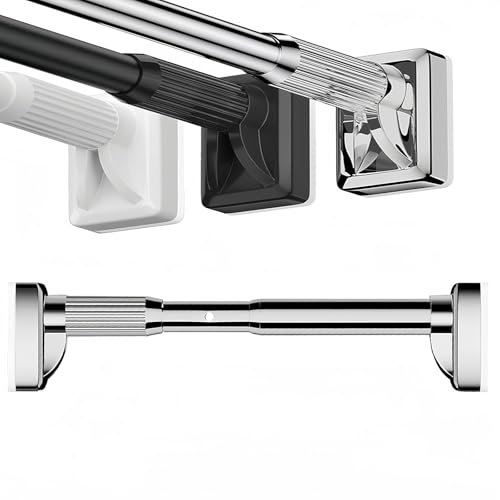 Duschvorhangstange Teleskopstange Gardinenstange Ohne Bohren Verstellbare Klemmstange Duschstange Rostfrei Und Rutschfest Spannstange Für Fenster Badezimmer Kleiderschrank(Metallic,210-300CM)