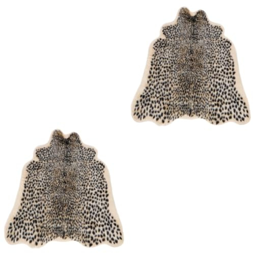 PRETYZOOM 2 Piezas Alfombra De Sala De Estar Alfombra De Leopardo De Vaca De Peluche De Piel De Vaca s Lavables con Estampado Animal De Piel De